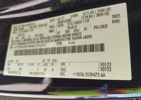 2017 Ford F-150 Xlt z USA, uszkodzony, nr VIN 1FTEW1EF0HKC71213